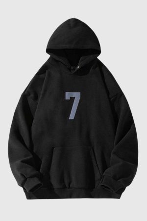 Style Core Aesthetics, New Style Trends Number Print Hoodie