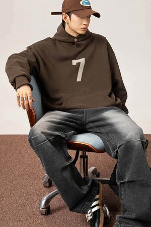 Style Core Aesthetics, New Style Trends Number Print Hoodie