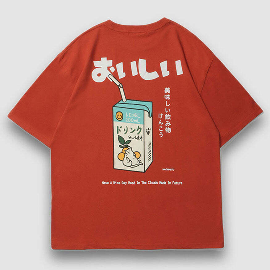 Style Core Aesthetics, New Style Trends Orange Juice Print Tee