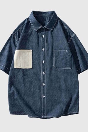 Style Core Aesthetics, New Style Trends Patch Pocket Denim Shirt