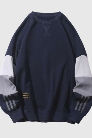 Style Core Aesthetics, New Style Trends Patchwork Sleeve Sweatshirt