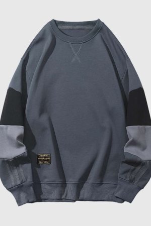 Style Core Aesthetics, New Style Trends Patchwork Sleeve Sweatshirt