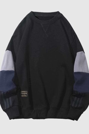 Style Core Aesthetics, New Style Trends Patchwork Sleeve Sweatshirt