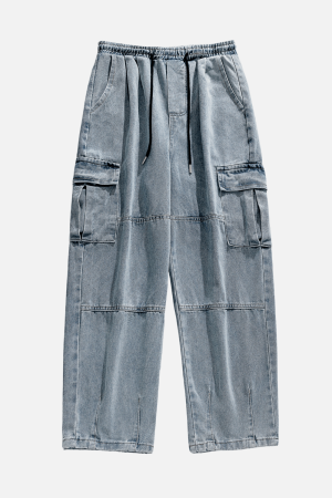 Style Core Aesthetics, New Style Trends Pocket Patchwork Design Cargo Jeans