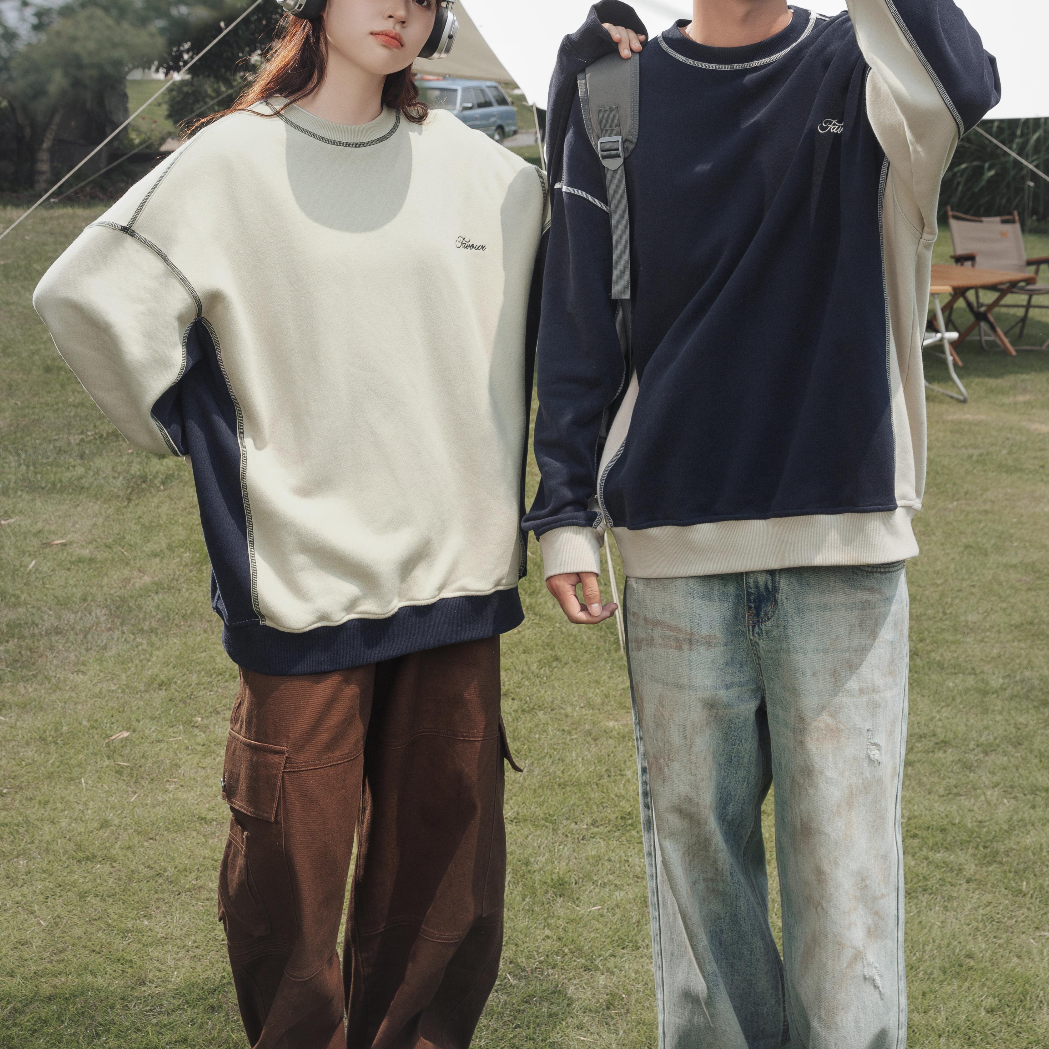 Style Core Aesthetics, New Style Trends Retro Style Patchwork Sweatshirt