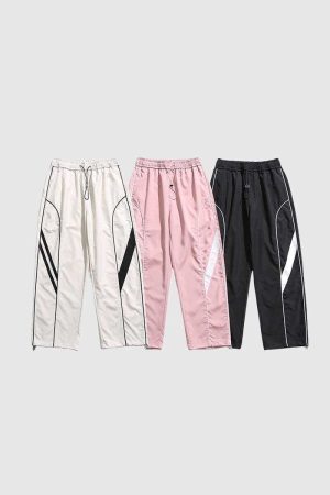 Style Core Aesthetics, New Style Trends Splicing Elastic Casual Pants