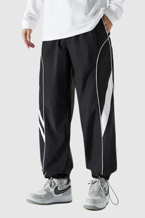 Style Core Aesthetics, New Style Trends Splicing Elastic Casual Pants
