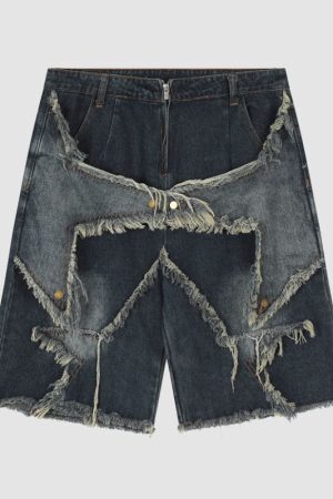 Style Core Aesthetics, New Style Trends Star Patch Embroidered Shorts