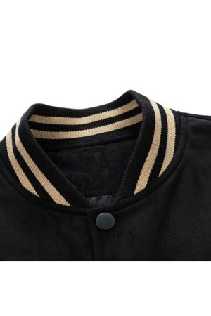 Style Core Aesthetics, New Style Trends Street-Style Embroidered  Suede Baseball Jacket