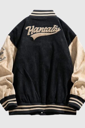 Style Core Aesthetics, New Style Trends Street-Style Embroidered  Suede Baseball Jacket