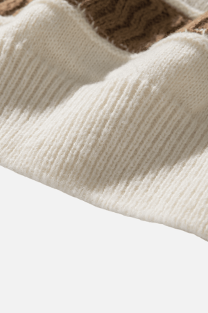 Style Core Aesthetics, New Style Trends Striped Cable Patchwork Design Pullover