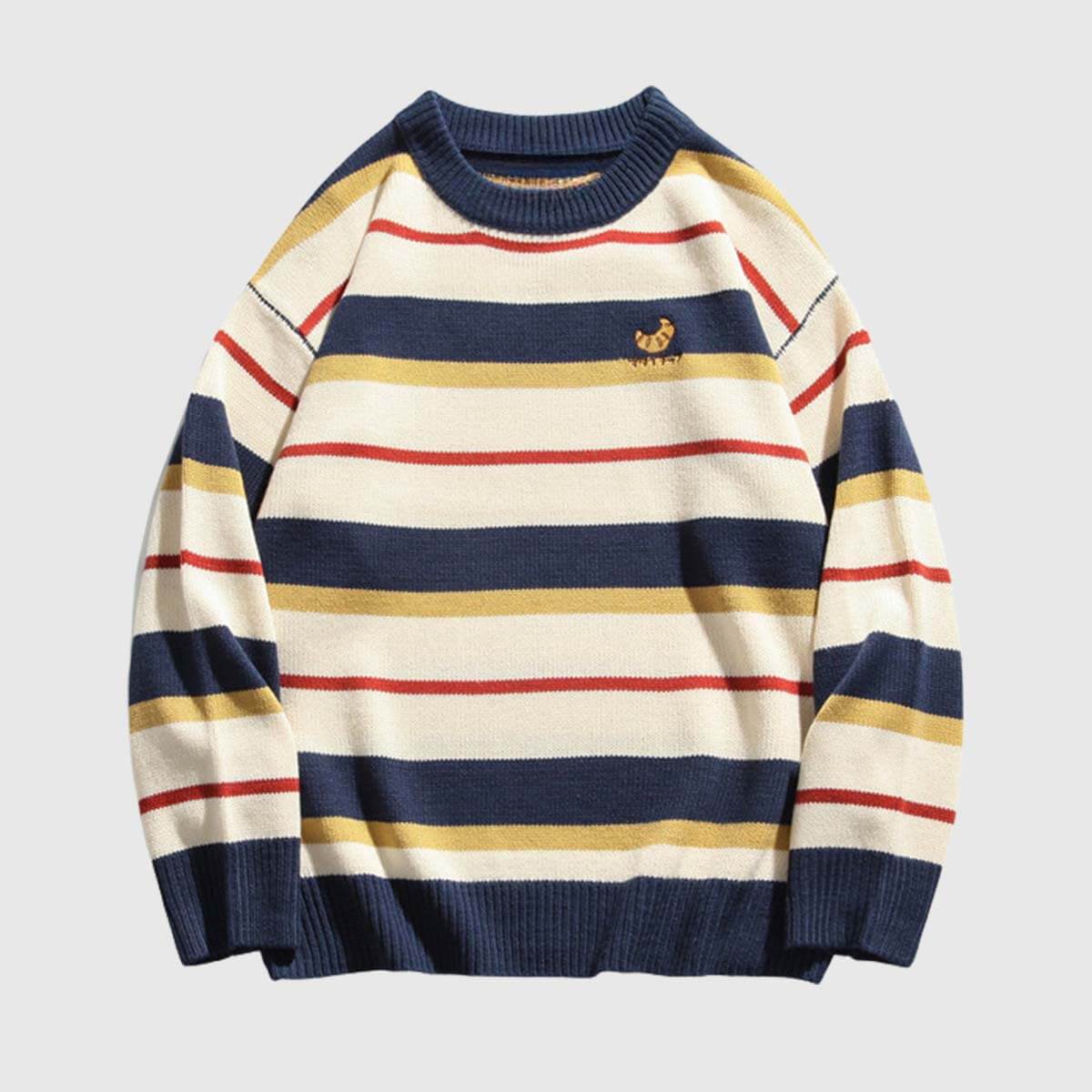 Style Core Aesthetics, New Style Trends Striped Embroidered Knit Sweater