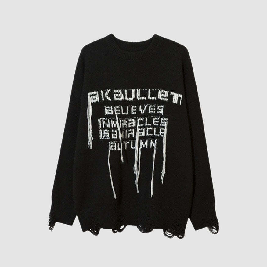 Style Core Aesthetics, New Style Trends Tassel Word Design Sweater