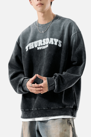 Style Core Aesthetics, New Style Trends 'Thursdays Nuthink' Washed Sweatshirt