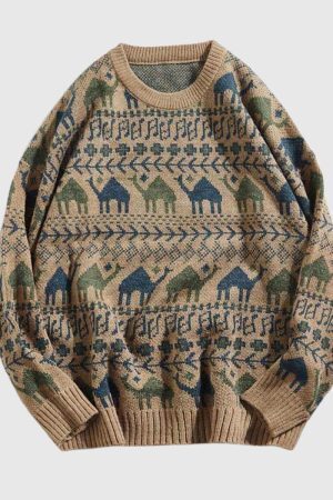 Style Core Aesthetics, New Style Trends Tribal Pattern Knit Sweater