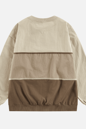 Style Core Aesthetics, New Style Trends Tricolor Stripe Patchwork Sweatshirt
