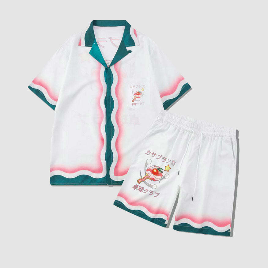 Style Core Aesthetics, New Style Trends Two Piece Table Tennis Print Shirt + Shorts