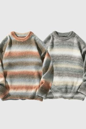 Style Core Aesthetics, New Style Trends Vibrant Transition Stripe Knit Pullover