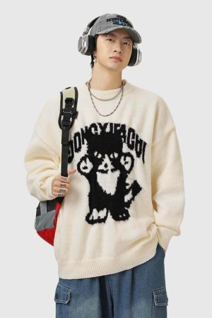 Style Core Aesthetics, New Style Trends Vintage Cartoon Knit Sweater