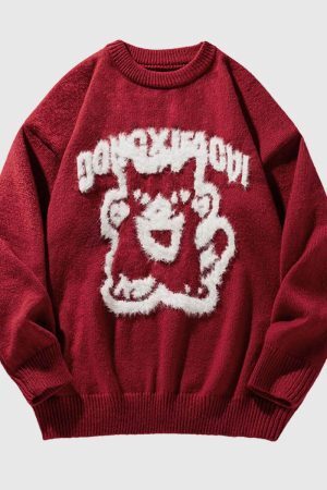 Style Core Aesthetics, New Style Trends Vintage Cartoon Knit Sweater