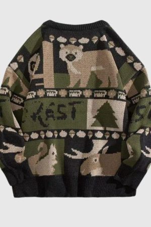 Style Core Aesthetics, New Style Trends Vintage Color-Block Cozy Sweater