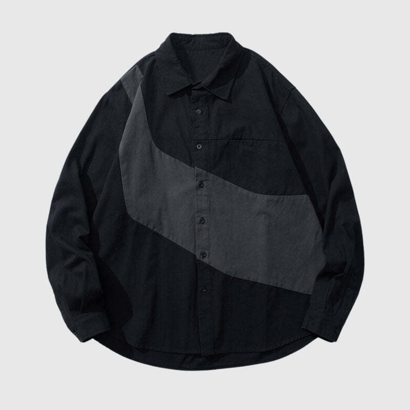 Style Core Aesthetics, New Style Trends Vintage Contrast Patchwork Shirts