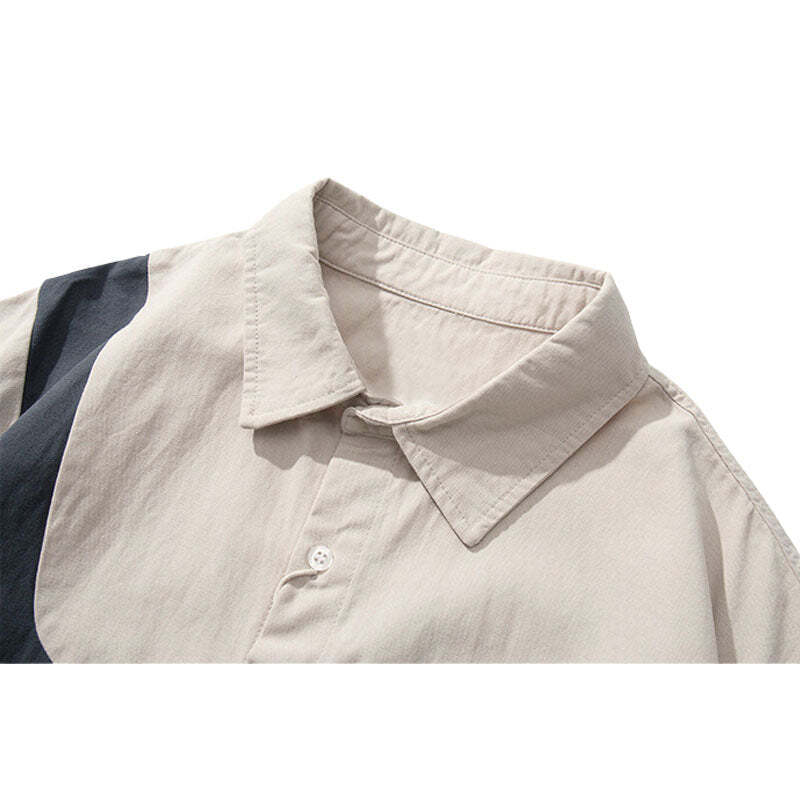Style Core Aesthetics, New Style Trends Vintage Contrast Patchwork Shirts