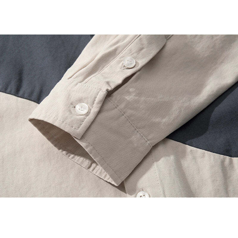 Style Core Aesthetics, New Style Trends Vintage Contrast Patchwork Shirts