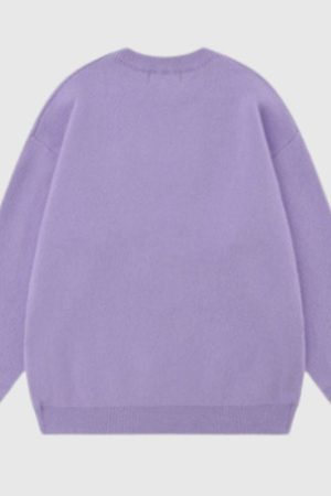 Style Core Aesthetics, New Style Trends Vintage Letter Embossed Thick Knit Sweater