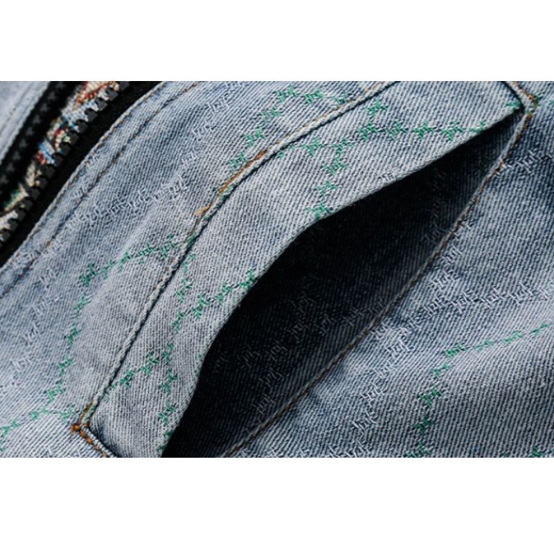 Style Core Aesthetics, New Style Trends Vintage Patchwork Denim Contrast Jacket