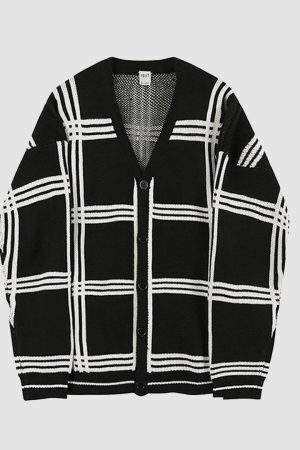 Style Core Aesthetics, New Style Trends Vintage Plaid Cardigan Sweater