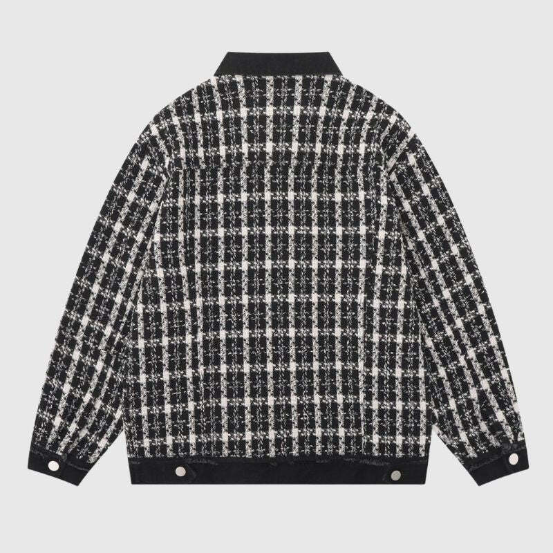 Style Core Aesthetics, New Style Trends Vintage Plaid Patchwork Edged Jacket