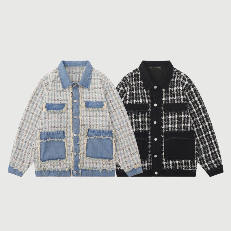 Style Core Aesthetics, New Style Trends Vintage Plaid Patchwork Edged Jacket