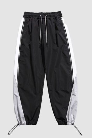 Style Core Aesthetics, New Style Trends Wide Leg Color Contrast Parachute Pants
