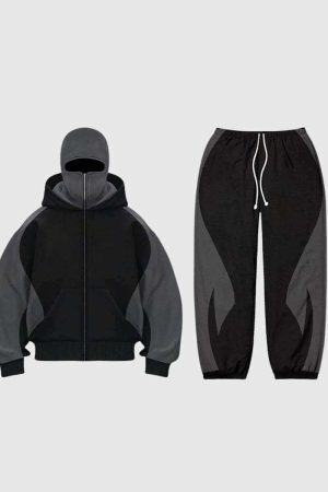 Style Core Aesthetics, New Style Trends Y2K Colorblock Hoodie & Pants Set